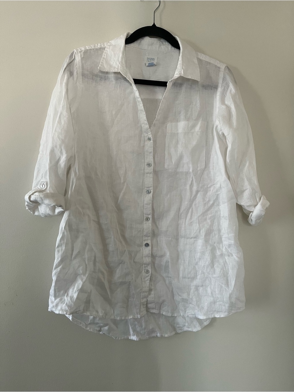 White 100% Linen Button Up Top Small Euro Summer Coastal Capsule Wardrobe